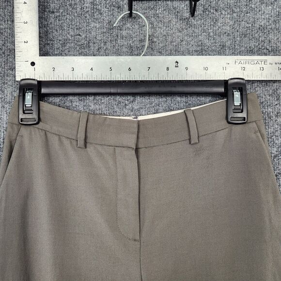 THEORY Gray Cuffed Hem Mid Rise Wool Cropped Career Slacks Dress Pants SIZE 0 - Picture 5 of 16